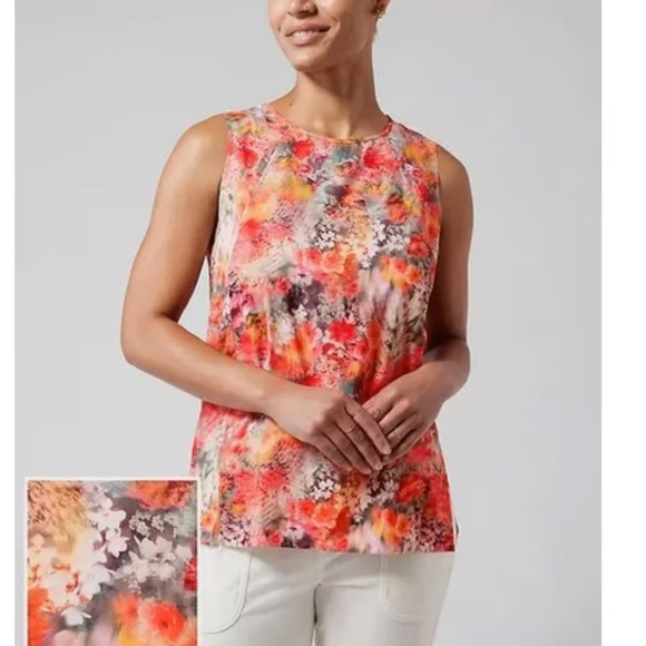Athleta Zephyr Refined Tank Top Renewed Bloom Spring Size XS Travel Work.  17 - Picture 1 of 7